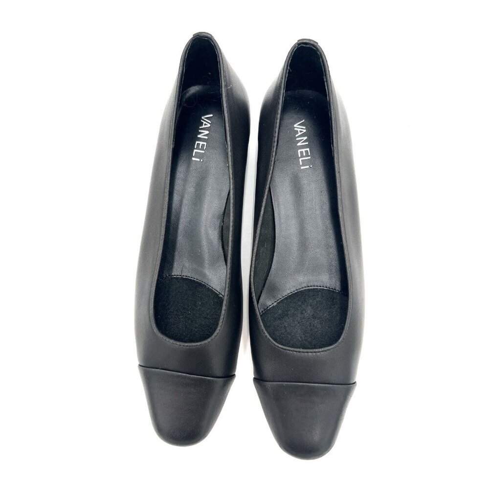 VANELi "Frankie" Black Soft Leather Flats 9.5 Narrow Classic Tailored